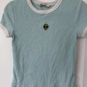 SO Alien Waffle Short Sleeve Knit Shirt Juniors